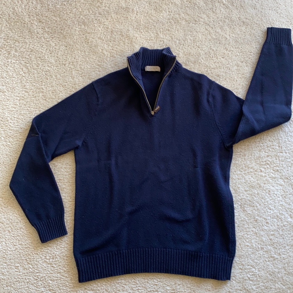 J.Crew Navy Men's Quarter Zip Cotton Pullover Sweater Size M
